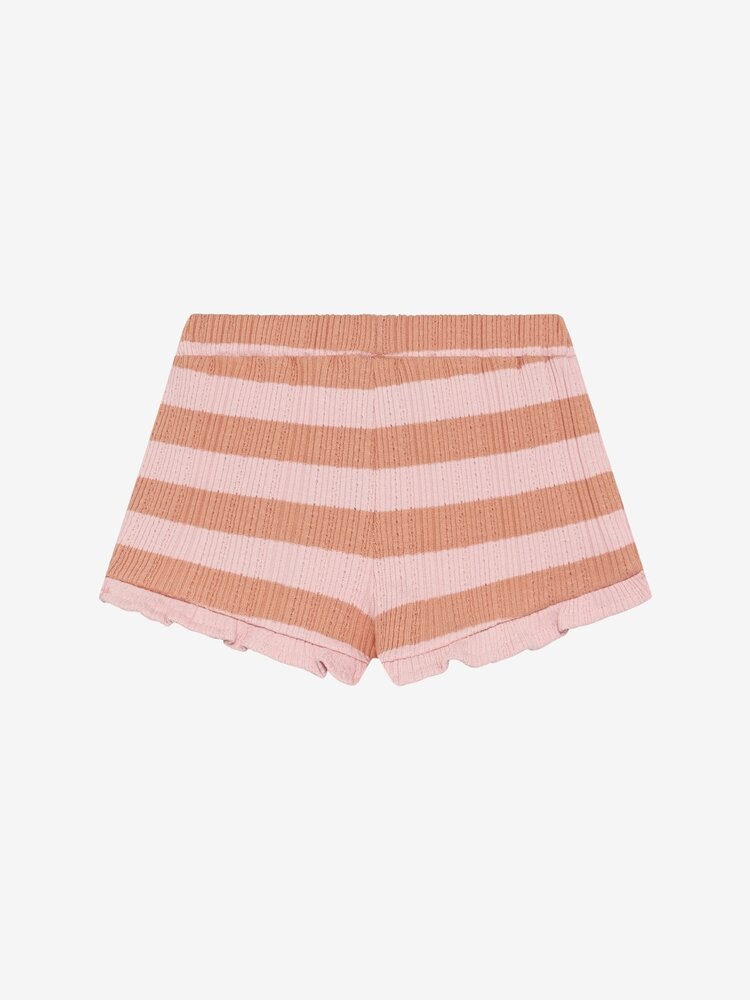 Daily7 Ruffle Shorts Fancy Stripe - Silver Pink