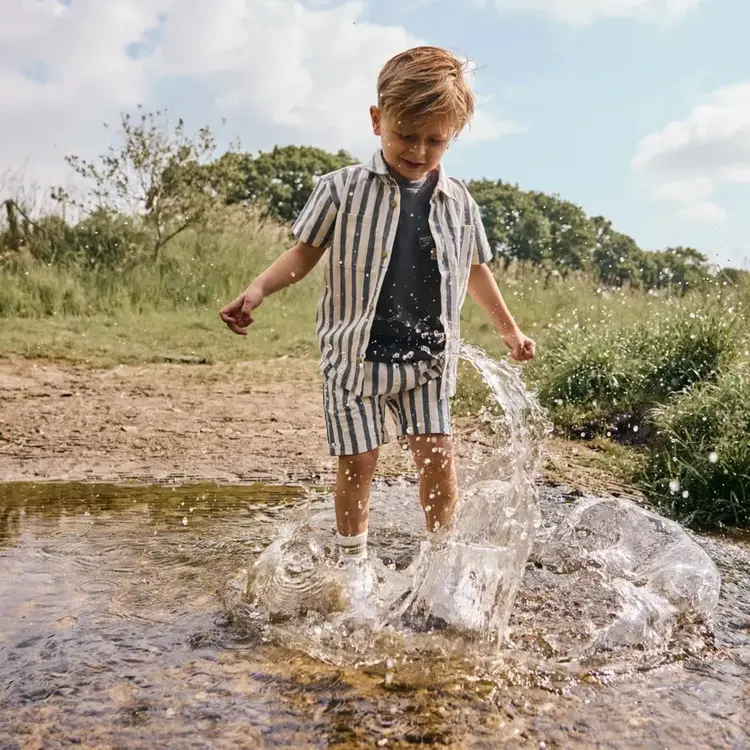 Daily7 Cotton Stripe Shorts - Thunderstorm