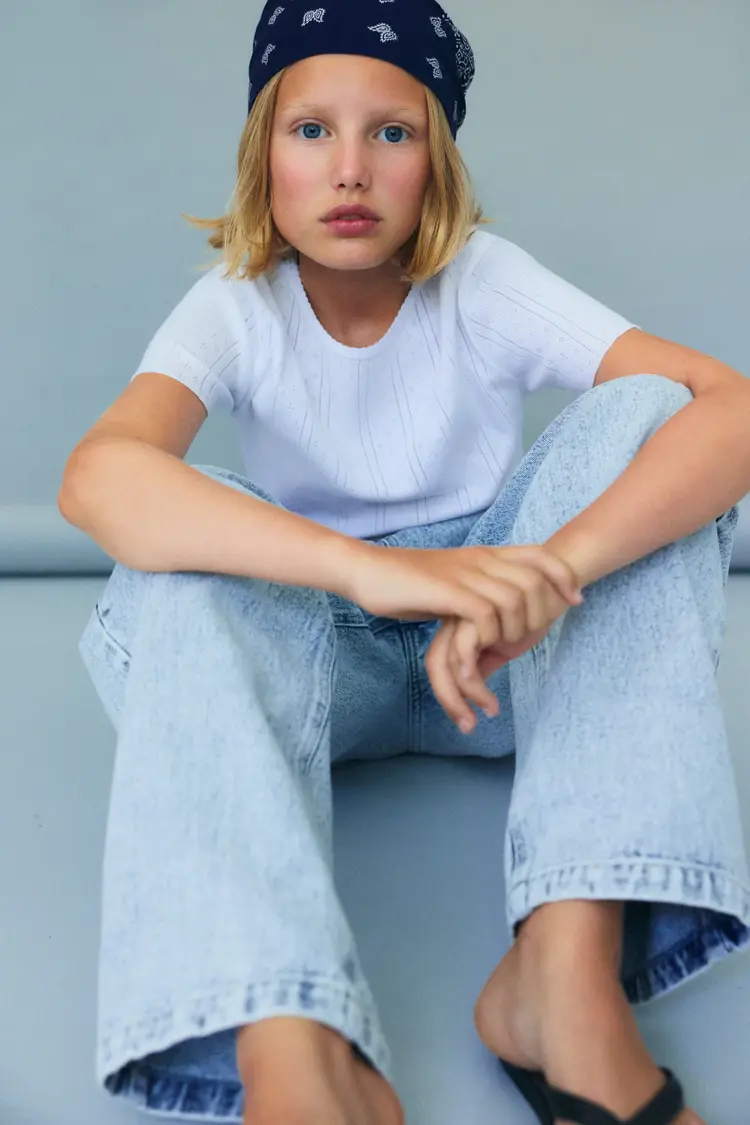 The New Society TNS Pleat Denim Teen Pant Bleach Denim