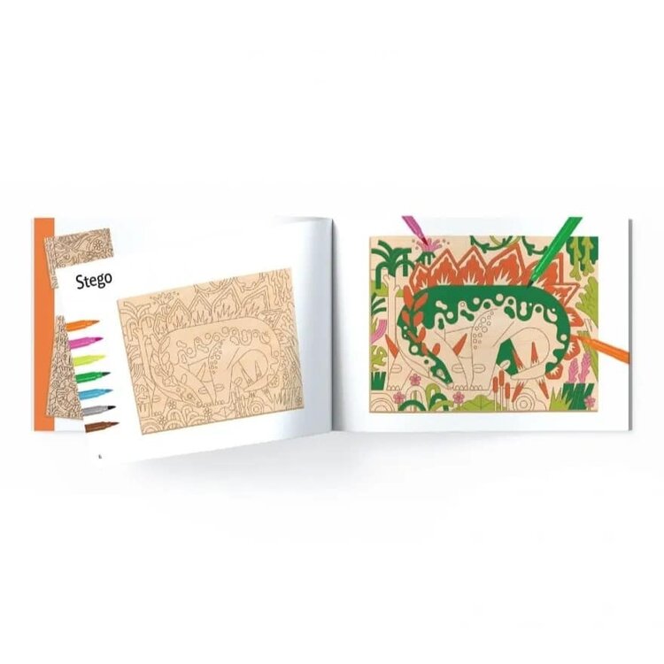 Djeco Kleuren op hout - Dino Wereld