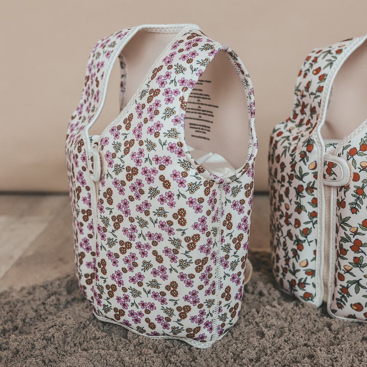 Salted Stories Sparkly Flowers Floating Vest - White Swan