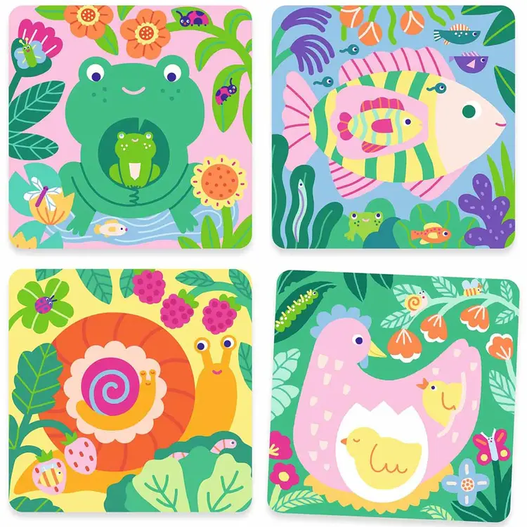 Djeco Magisch inkleuren - Kiekeboe! Babydieren uit de tuin