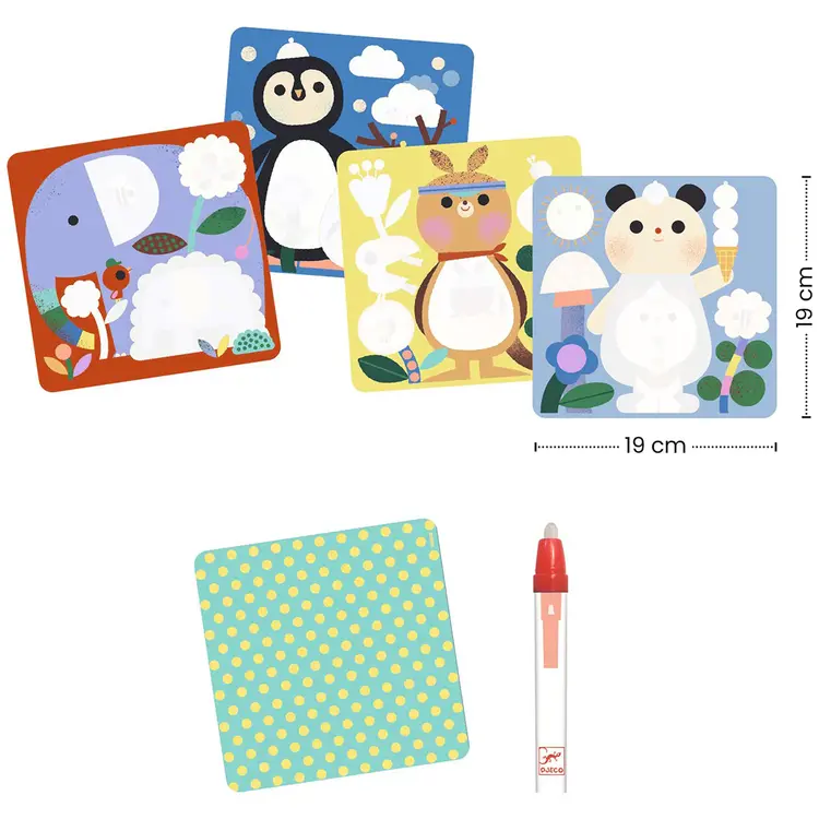 Djeco Magisch inkleuren - Kiekeboe! Dierenbaby's van over de hele wereld