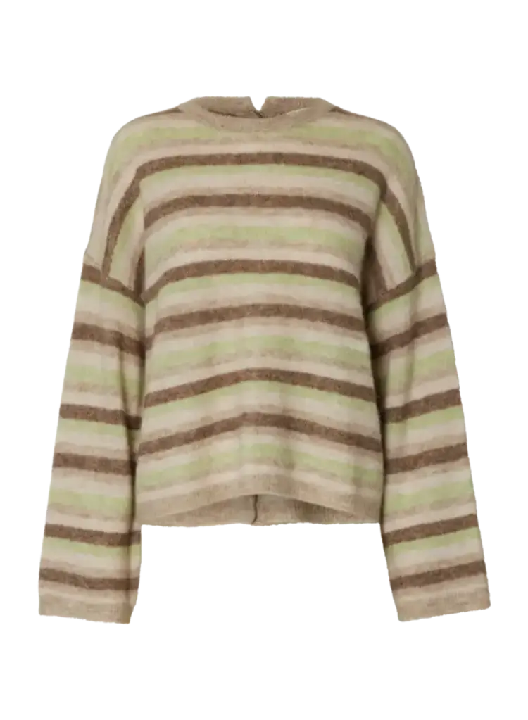 Selected Lulu Knit Button O-neck - Pure Cashmere/Birch