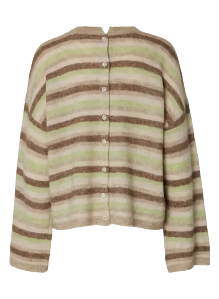 Selected Lulu Knit Button O-neck - Pure Cashmere/Birch