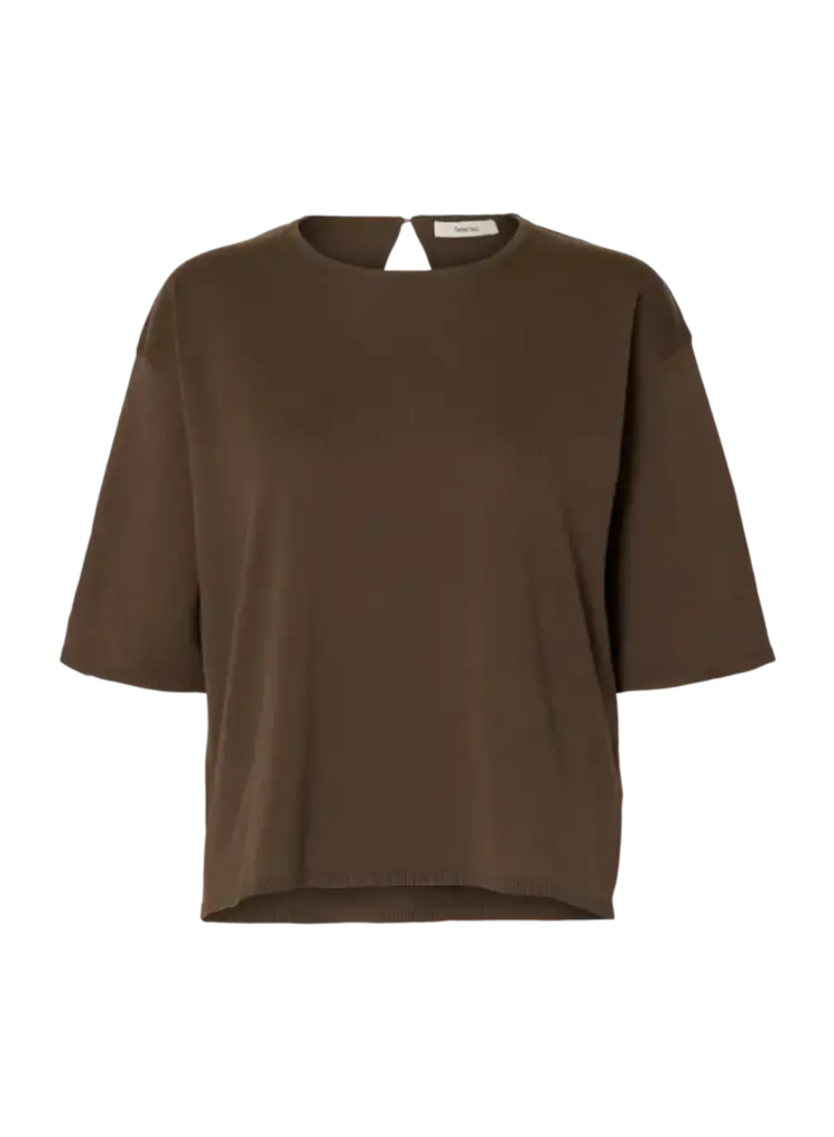 Selected Toledo Knit O-Neck - Chocolate Chip