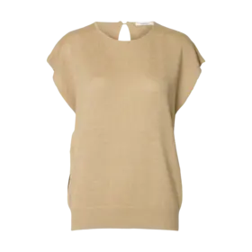 Selected Mia Knit Top - White Pepper