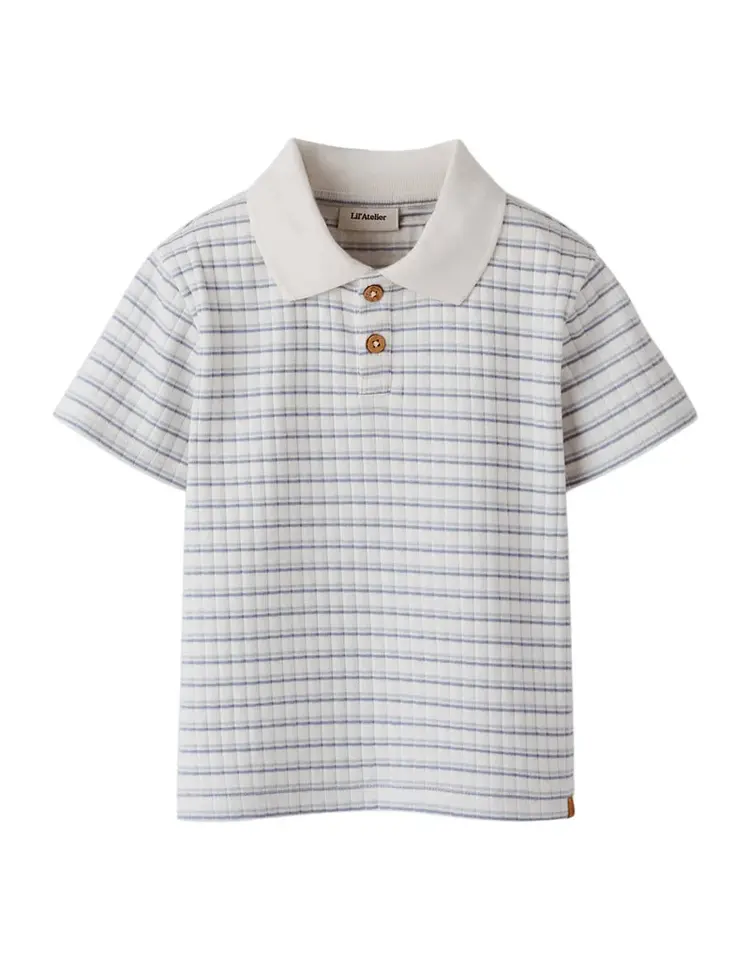 Lil'Atelier Haldur Loose Polo - Stripes dusty Blue