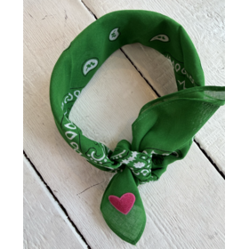 Bandana - groen/roze hartje