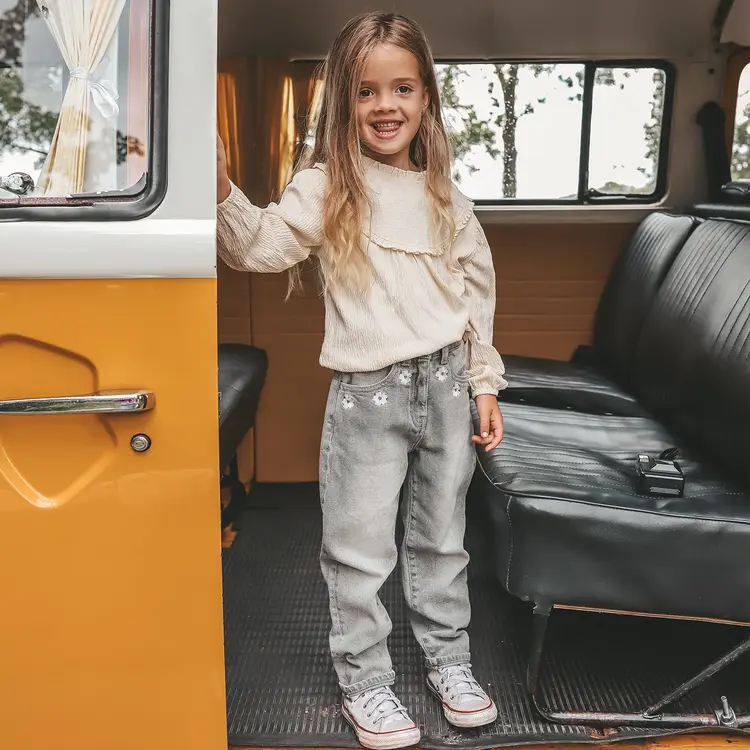 YourWishes Stretch Denim Baggy Jeans - Grey