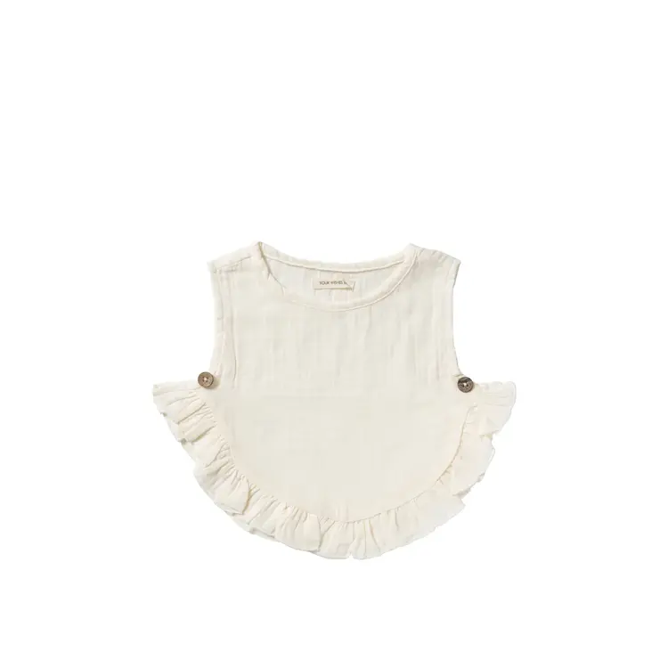 YourWishes Tetra Ruffle Vest - Antique White