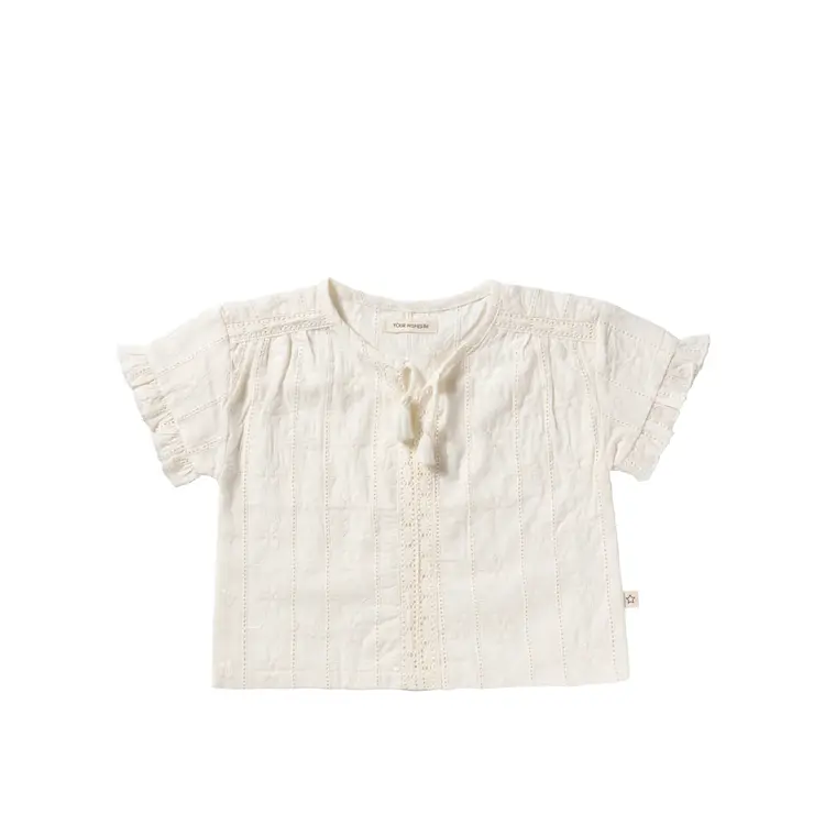 YourWishes Schiffly Summer Blouse - Antique White