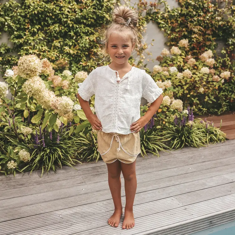 YourWishes Schiffly Summer Blouse - Antique White