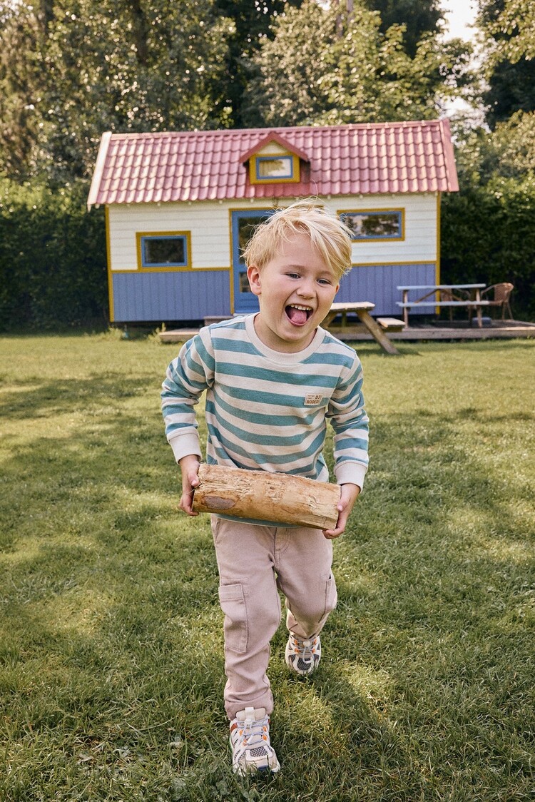 Daily7 T-shirt Longsleeve Stripe - Green Milieu