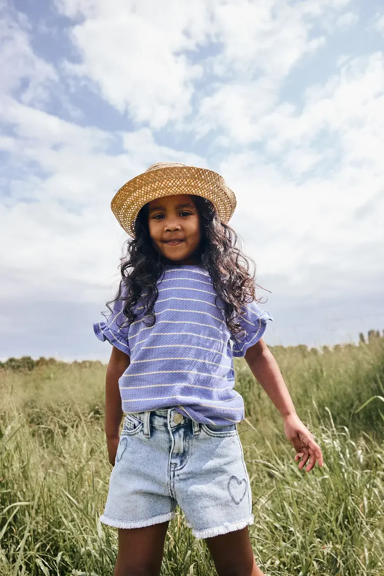Daily7 Denim Shorts Heart - Blue Denim
