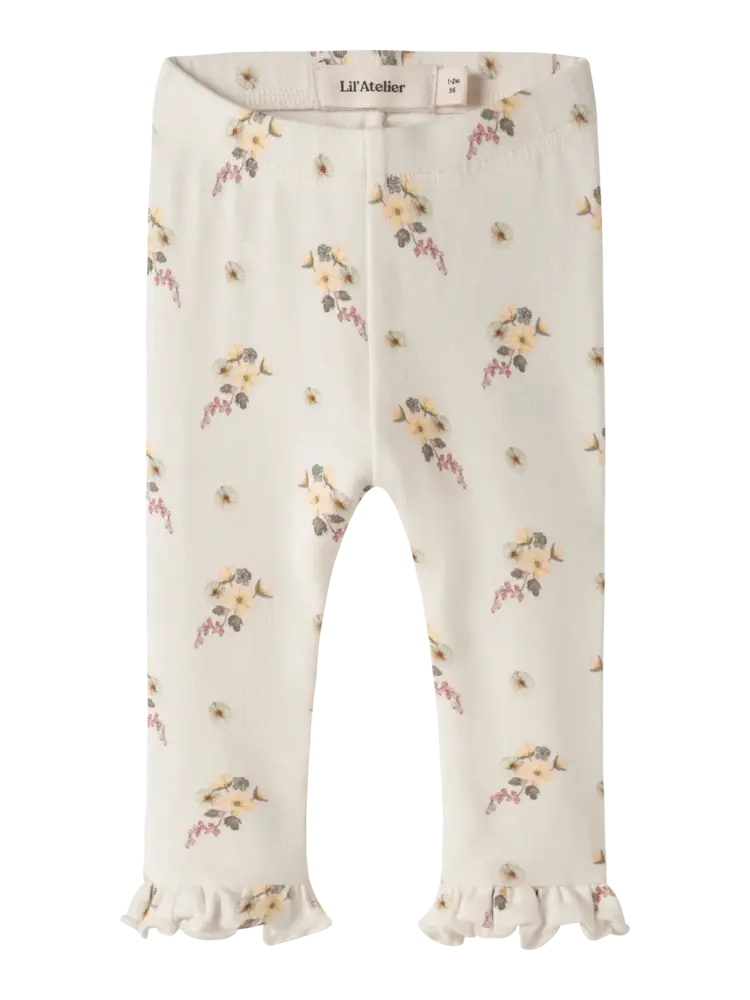 Lil'Atelier Baby Gayo slim legging - coconut milk/ flower