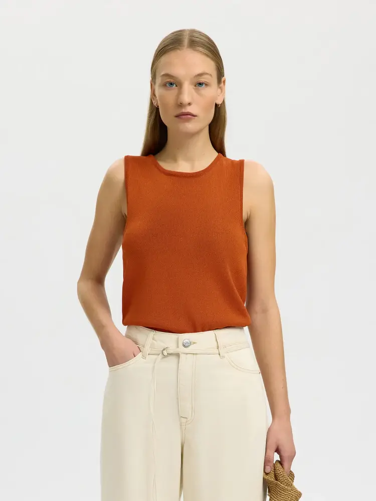 Selected Sus Knit Top Noos - Potters Clay