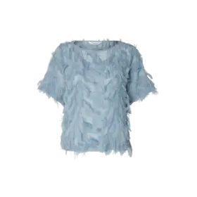 Selected Myline Boat Neck Top - Dusty Blue