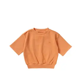 YourWishes French Knit Shortsleeve Sweater - Copper Tan