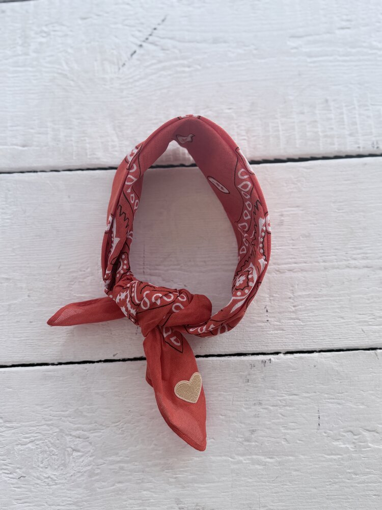 Bandana - oranje/beige hartje