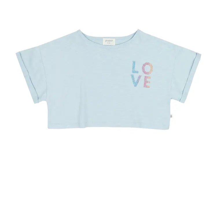 Jenest Lizzy Cropped Tshirt - Water Blue
