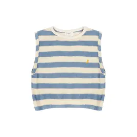 Jenest Eve Sleeveless Tshirt - Water Blue Off White Stripe