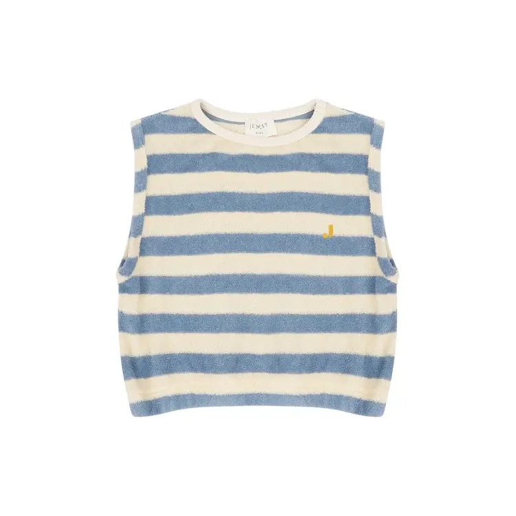 Jenest Eve Sleeveless Tshirt - Water Blue Off White Stripe