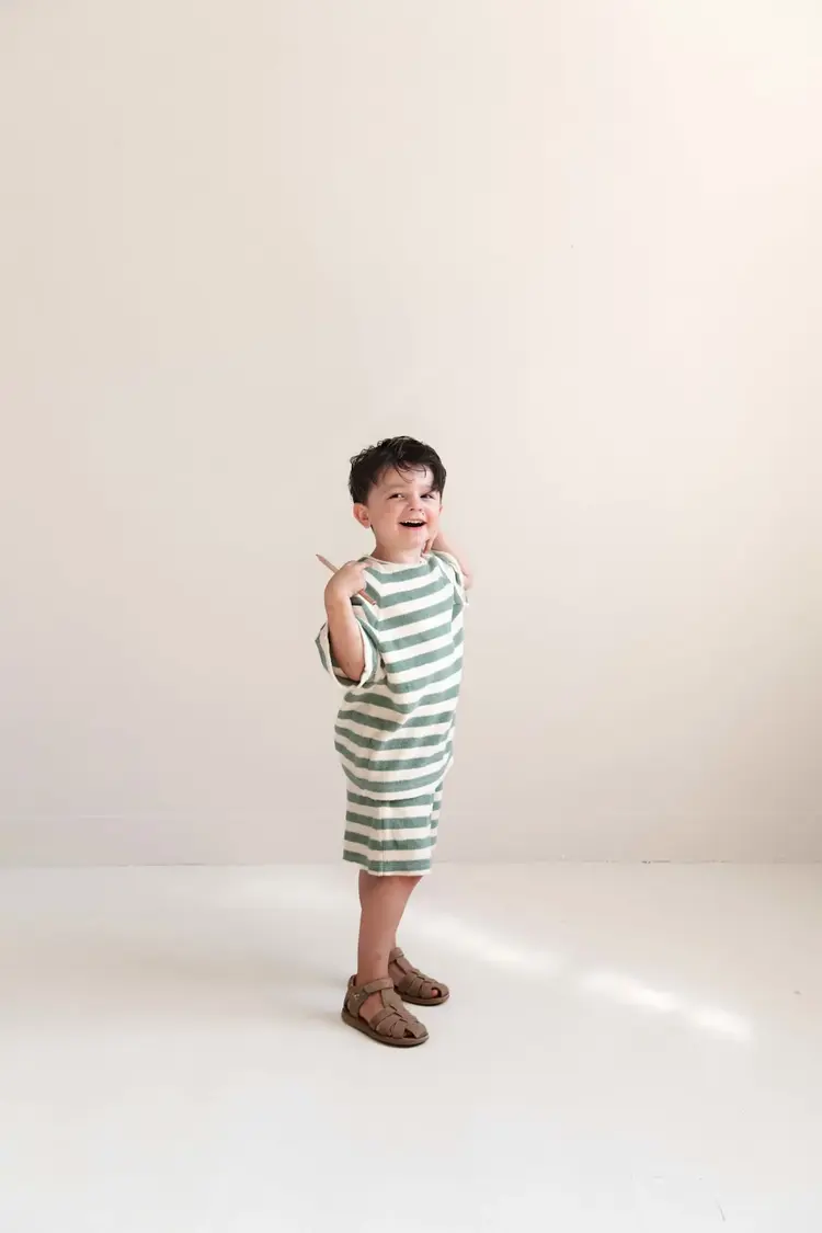 Jenest Robin Shorts - Sage Green Off White Stripe