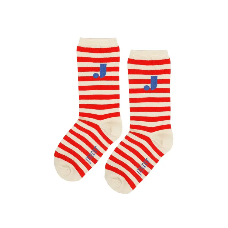 Jenest J Stripe Socks - Offwhite Red