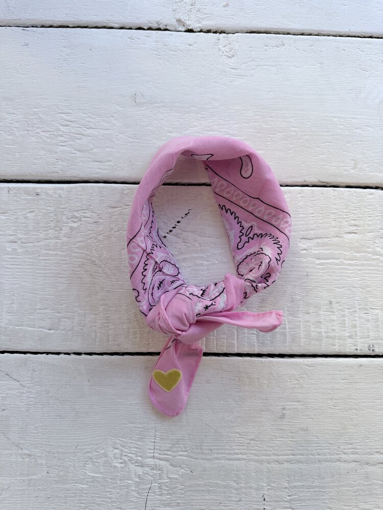 Bandana - licht roze/geel hartje