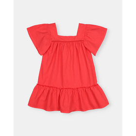Búho Poplin Dress - Coral