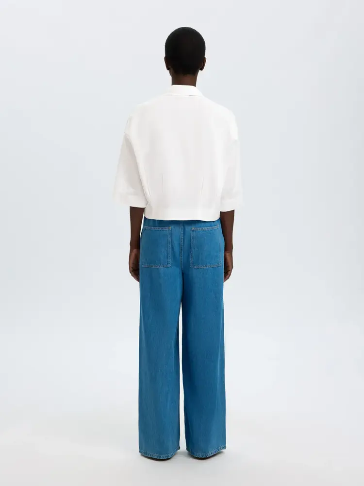 Selected Cleo Regular Cropped Blouse - Bright White