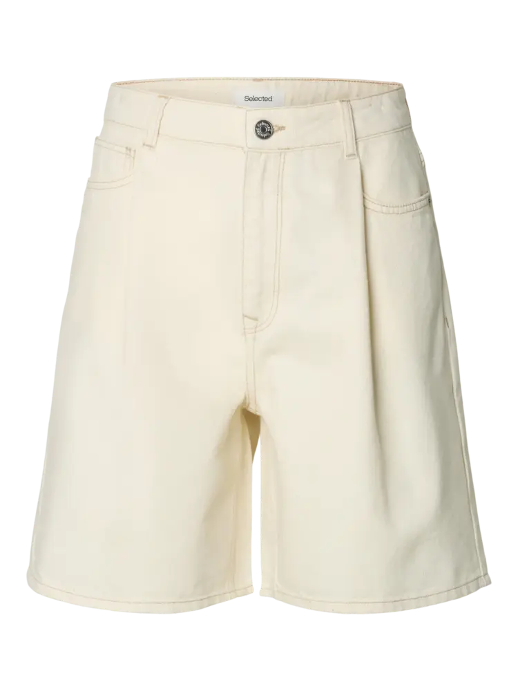 Selected Wide Tenna Denim Shorts - Egret