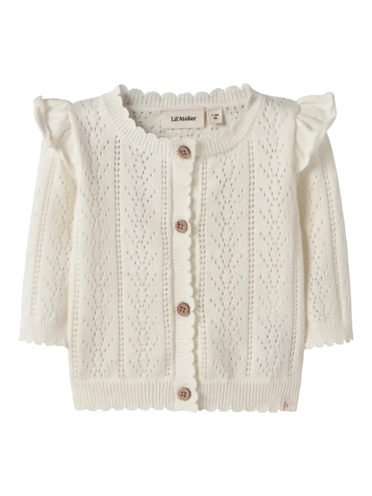 Lil'Atelier Baby Jela LS Knit Card-Coconut Milk