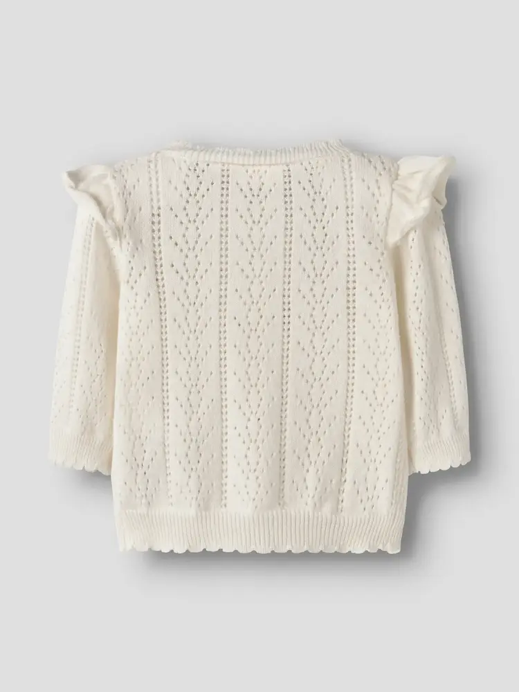 Lil'Atelier Baby Jela LS Knit Card-Coconut Milk