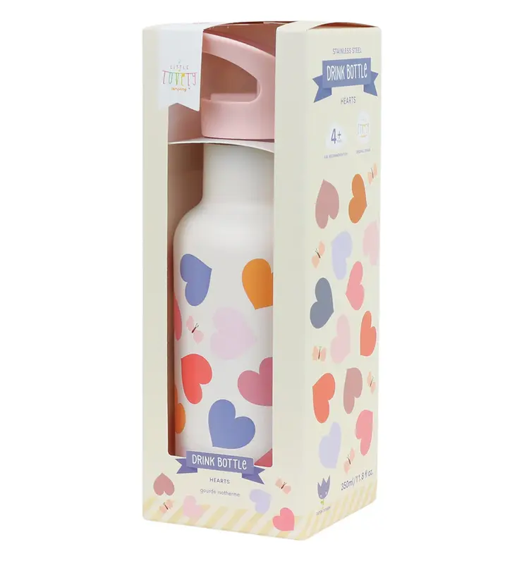 A Little Lovely Company RVS drinkfles - Hartjes