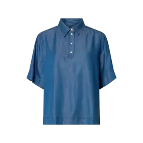 Selected Janna 2/4 Polo Shirt - Medium Blue Denim