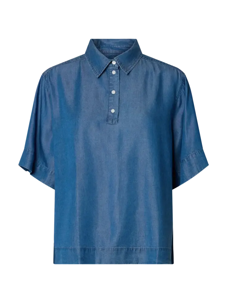 Selected Janna 2/4 Polo Shirt - Medium Blue Denim