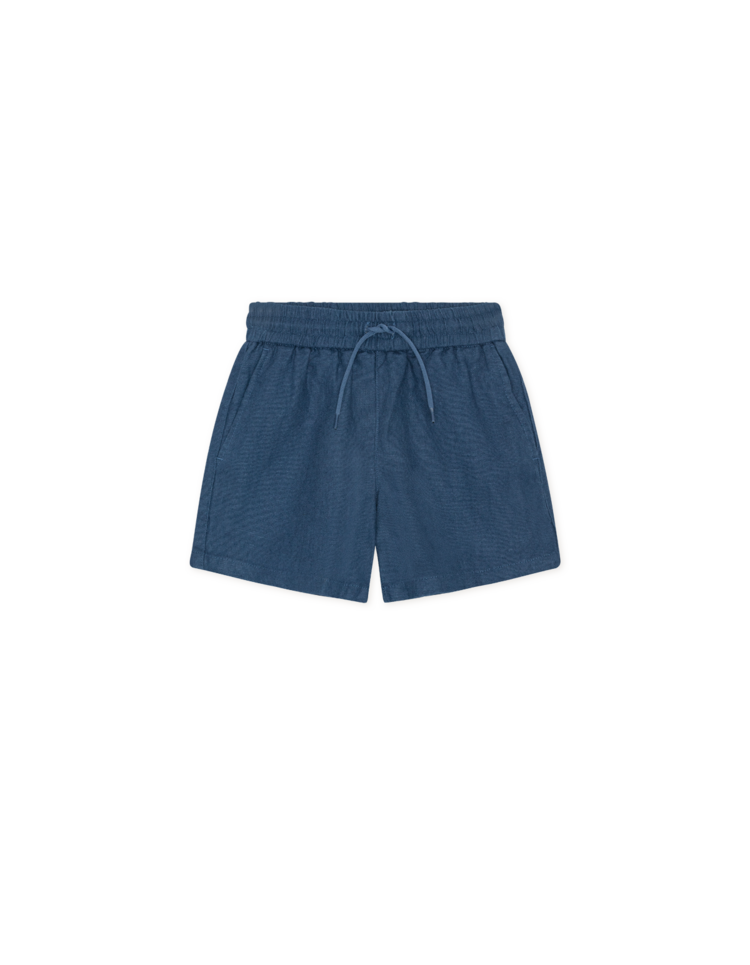 Les Deux Drawstring Linen Shorts Kids - Dark Denim Blue