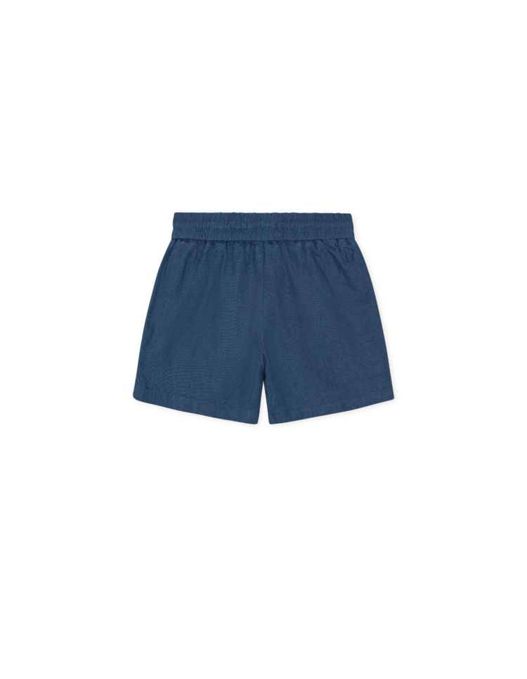 Les Deux Drawstring Linen Shorts Kids - Dark Denim Blue