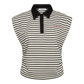 Co'Couture Norma Stripe Polo Top - Black