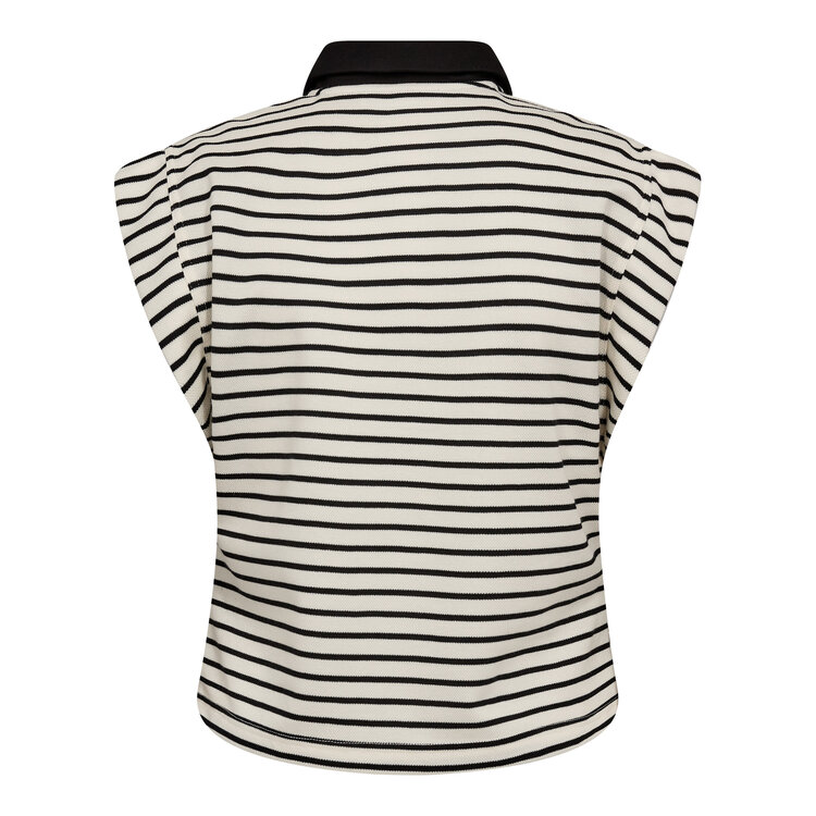 Co'Couture Norma Stripe Polo Top - Black