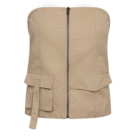 Co'Couture Kesha Zip Tube Top - Bisquit