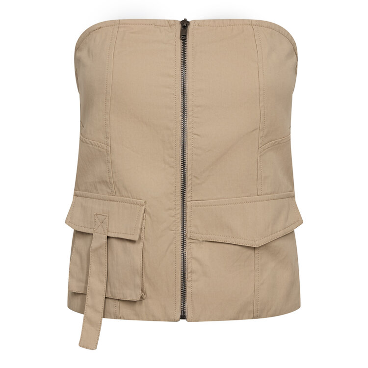 Co'Couture Kesha Zip Tube Top - Bisquit