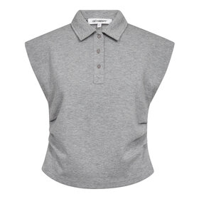 Co'Couture Sida Polo Top - Grey Melange