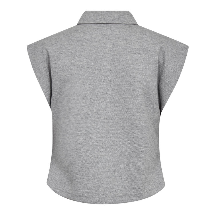 Co'Couture Sida Polo Top - Grey Melange