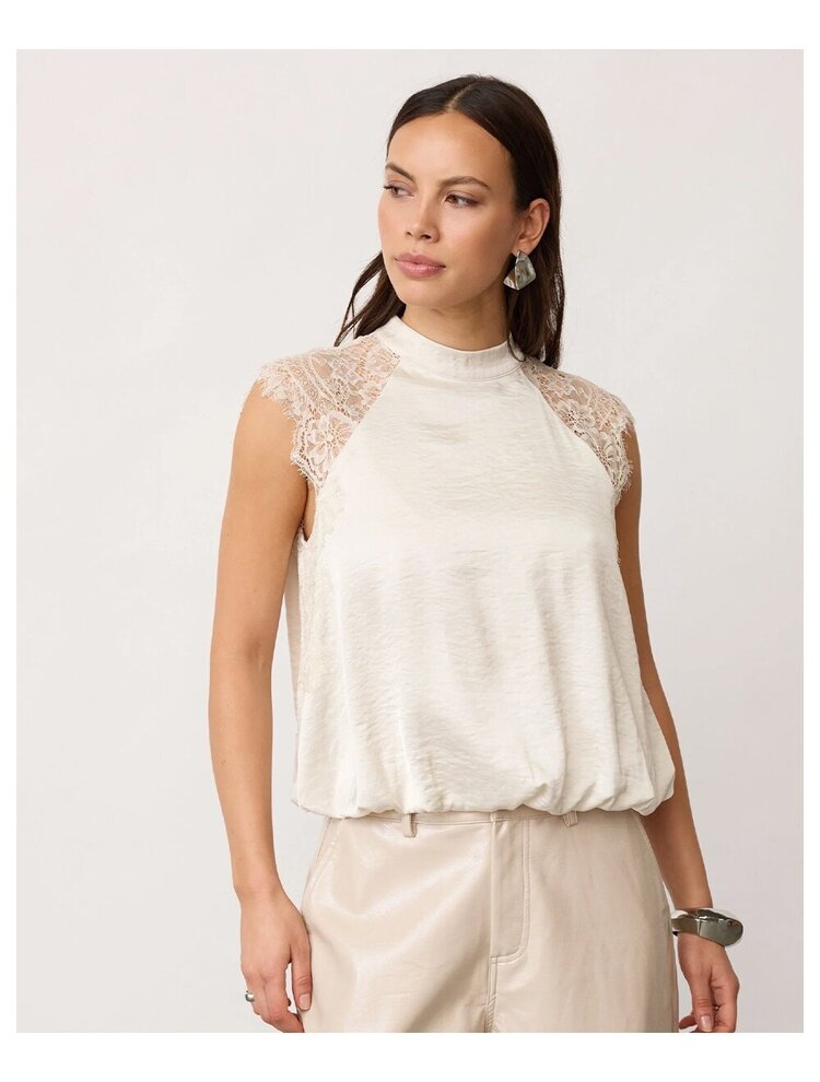 Co'Couture Idun Lace Ballon Top - Off White