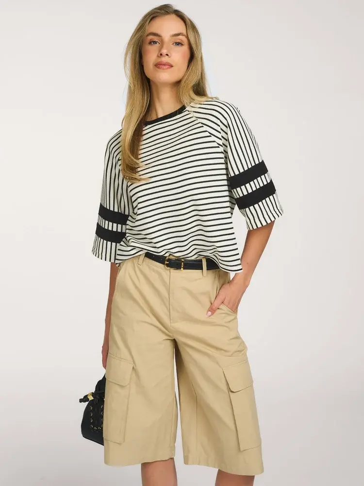 Co'Couture Norma Stripe 87 Tee - Black