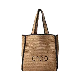 Co'Couture Coco Contrast Beach Bag - Straw