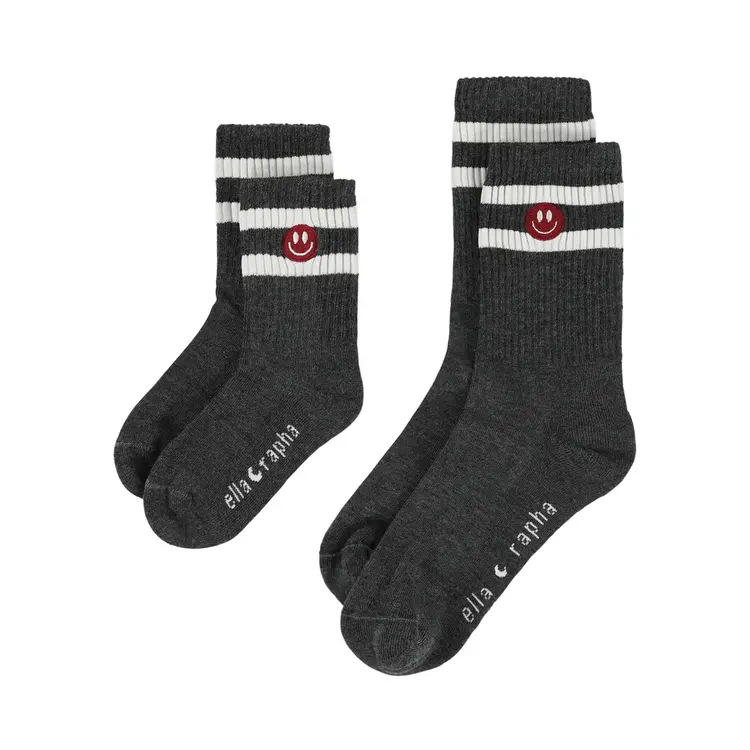 Elle and Rapha SMILEY socks - dark grey